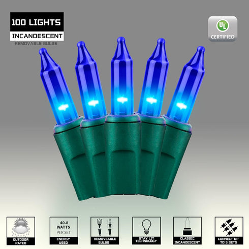 100LIGHTS BLUE Extra-Bright With End Connectors Christmas Decorative Lights 5.98m UL Certified Mini String Light Set Waterproof for Home Garden Holiday Christmas Tree Party Patio Decor Wedding by JUSTPRO