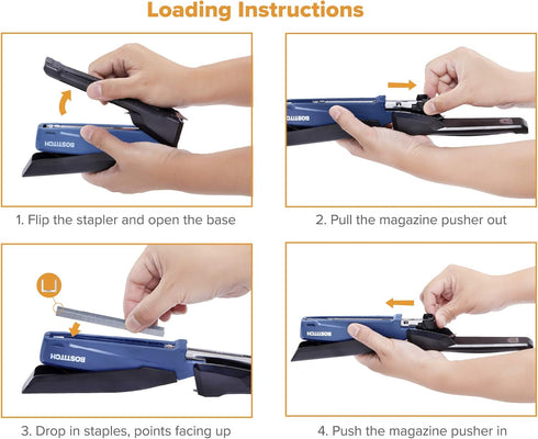 Bostitch Office Executive 3 in 1 Stapler, Navy Blue, 20 Sheet Capacity, Includes 210 Staples & Staple Remover