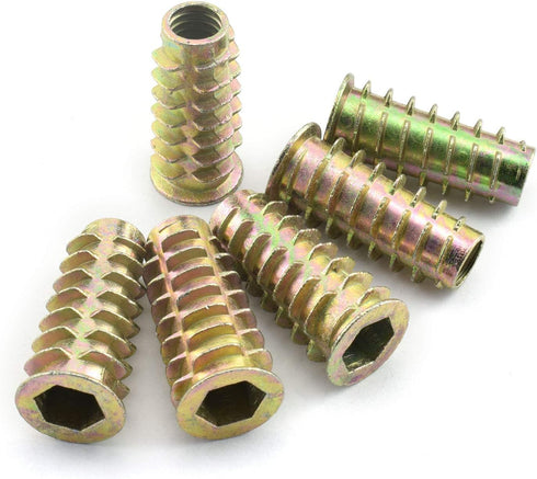 LQ Industrial 25pcs 5/16-18x1-1/5 Inch Furniture Screw-in Nut, Zinc Alloy Bolt Fastener Connector for Wood Furniture