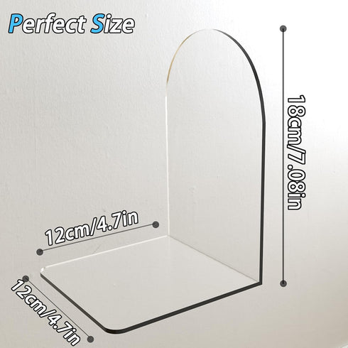 Merrynine Book Ends, 2 Pcs Acrylic Bookends for Heavy Books, Clear Book Holder