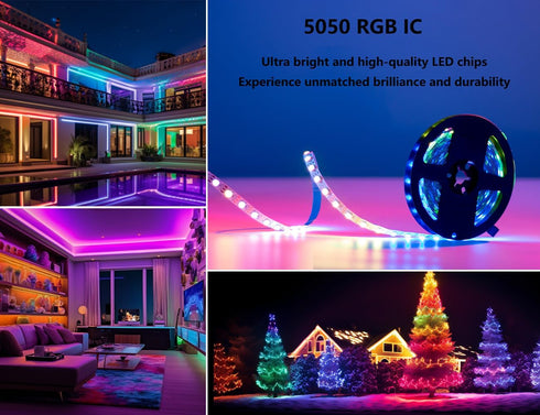 WS2812B LED Strip 9.8FT 60Pixels/m, Smart RGB IC Pixel Strip with Bluetooth APP Remote Control for Home Decoration