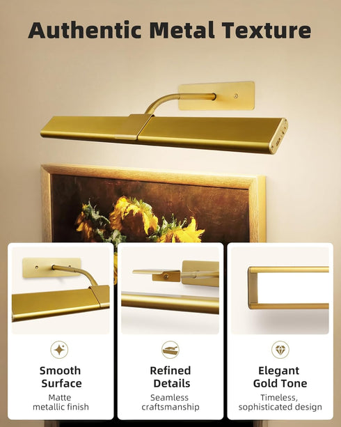 4800mAh 16in Dimmable 3 EZVALO Picture Light for Wall, Rechargeable Wireless Remote, Magnetic LED Art Display Light