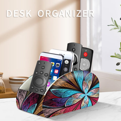 YAPISHI Remote Control Holder, 5 Compartments Caddy for Table, Nightstand Organizer for Remotes and Office Supplies