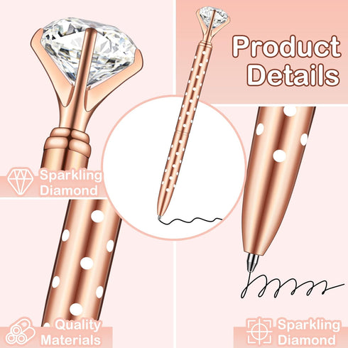PASISIBICK 16 Pcs Big Diamond Pens, Bling Wedding Crystal Metal Ballpoint Pens with Black Ink (4 Mixed Colors)