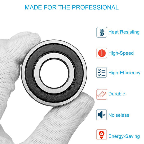 4 Pcs R8-2RS Bearings, 1/2" ID x 1-1/8 OD x 5/16" Thick, Double Rubber Sealed Miniature Ball Bearings