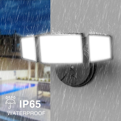 75W 7000LM 3 IP65 6500K Onforu Flood Lights Outdoor, Brightness Security Lights Switch Controlled, Adjustable Heads