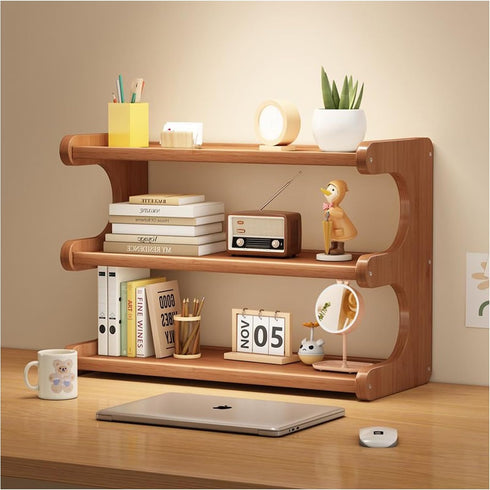 BEKMLOD 3 Tier Bookshelf for Desktop, Storage Rack, Desktop Organization