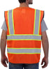 Reflective Safety Vest Orange Mesh, High Visibility Vest with Pockets and Zipper, Padded Neck, Construction Work Vest ANSI Class 2, Orange with Yellow Trim XL