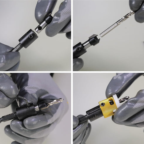 1/8"x3/8" Carbide Tipped Countersink Drill Bits with Low Friction Depth Stop for Wood and Plastic