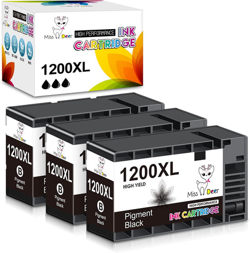 Miss Deer 1200XL Black Ink Cartridges Compatible for Canon PGI-1200XL, Work for Maxify MB2720 MB2050 MB2350 MB2320