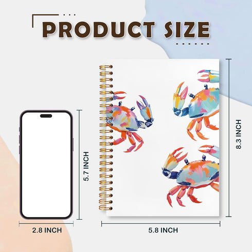 5.5x8.3 Inch VIIJJUE Watercolour Crab Notebook Journal,Crab Gifts , Ocean Journal for Note Taking, Ocean Animals