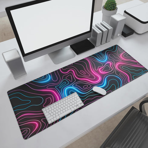 Ovenbird Gaming Mouse Pad with Stitched Edges, Extended XL Topographic Map Pink Mouse Pad