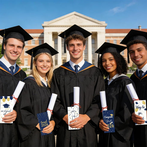 GOLDCROW 30 Pack Set 2026 Graduation Money Holders for Cash Gift - Class of Graduation Cards with Envelopes - Navy Blue