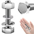 (20 Sets) 1/4-20x1-1/4" Hex Head Stainless Steel Bolts and Nuts | 304 Stainless Steel with Washers, Fully Threaded