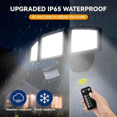 7000LM, 6500K, 3 LED Security Lights Motion Sensor Light Outdoor, Waterproof, Flood Light Outdoor Motion Detector