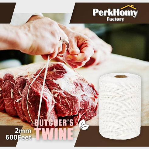 SMART&CASUAL 600 Feet 2mm Cotton Butcher Twine String, Soft Food Safe for Cooking, Craft, Baker, Gardening