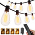 Ollny S11 100FT Outdoor String Lights with Remote, Plug in Waterproof Connectable