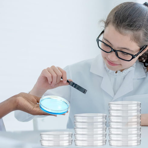 Xuhal 200 Pack Sterile Petri Dishes with Lid, 90mm Dia x 16mm, Plastic Petri Plates for Lab