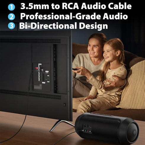 3.5mm 6ft Cyberguys! to RCA Audio Cable, Aux to RCA Cable with Gold-Plated Connectors, Durable PVC Jacket Aux Adapter