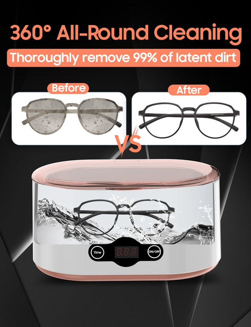 20OZ Ultrasonic Jewelry Cleaner 45KHz with 5 Timer Modes, 600ML Stainless Steel Cleaner for Jewelry and Eyeglasses