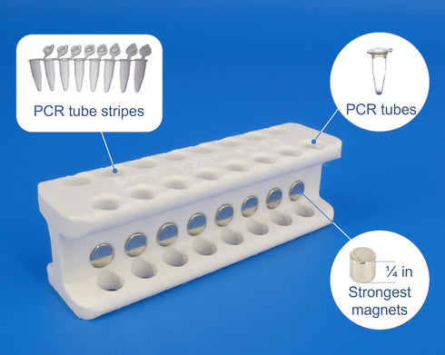 Sergi Lab Supplies Magnetic Rack for DNA/RNA Purification, 100-250 Microliter PCR Tubes (16 tubes)