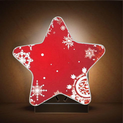 ALAZA Merry Christmas Snowflake Red Xmas Star Shaped LED Night Light Dusk to Dawn Sensor Plug in Night Home Decor Desk