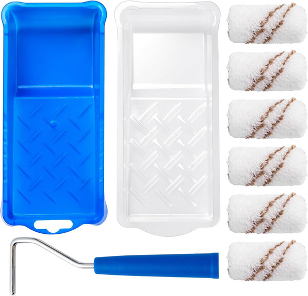 Mister Rui Paint Roller Kit, 9 Pack, 2 Inch Microfiber Paint Roller Covers, Mini Rollers for Painting