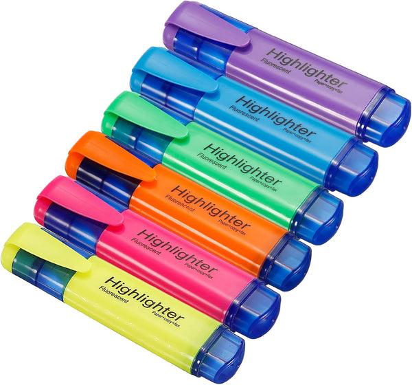 PATIKIL Highlighter Pen Set, 1Set/6Pack Assorted Colors Water Based Broad Tip Writing Marker Pens for Daily Use