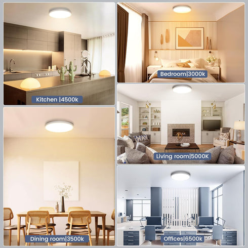 NIORSUN 7 Inch LED Ceiling Lights, 15W Dimmable Flush Mount Light, 5CCT Options for Bathroom, Hallway, Bedroom, 1 Pack