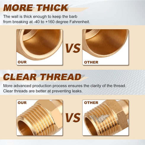 5pcs Brass Hose Barb Fittings (1/4 Inch Barb to 1/4 Inch NPT Male Thread Air Hose Fittings Adapter Connector for Water