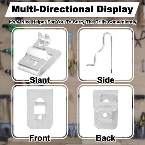 10PCS Stainless Steel Belt Clips for Dewalt, Drill Tool Clips Hook Kit with Screws for 20V Power Tools