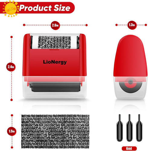 Identity Protection Roller Stamp LioNergy Roller Identity Theft Prevention Security Stamp with 3 Refills