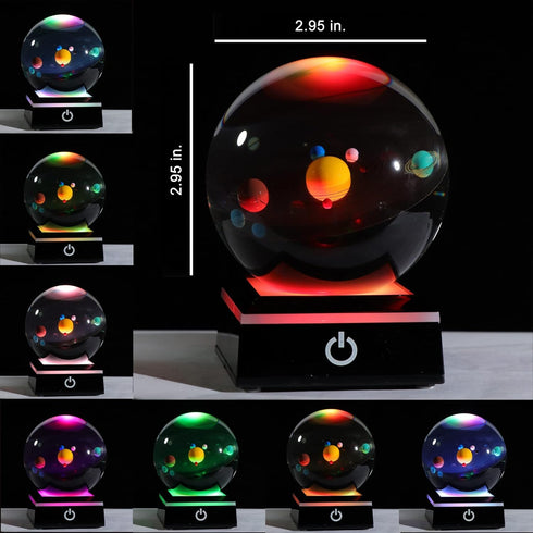 3d 80mm 3.15inch Solar System Model Crystal Ball - Outer Space Astronomy Gifts Room Decor Crystal Sphere Unique Gifts