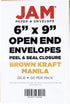 JAM PAPER 6 x 9 Open End Catalog Envelopes with Peel and Seal Closure - Brown Kraft Manila - 50/Pack