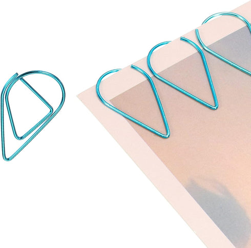YOKIVE 100 Pcs Paper Clips, Drop-Shaped, Keep Desk Neat, Great for Art, Home, Daily Use (Blue, 1-Inch)