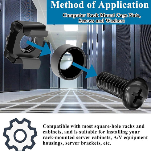 Sunxeke 45 Pack M6 16mm x Rack Mount Screws,Cage Nuts for Rack Mount Server Shelves,Routers,Rack Mount Server