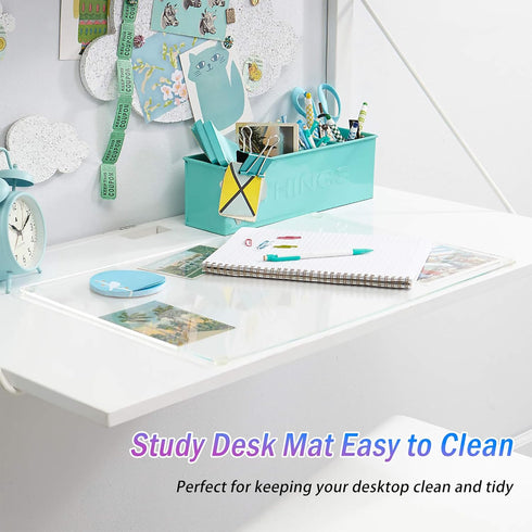 JanJunDec 17x36 Inch Multifunctional Clear Desk Pad Desk Mat for Desktop Laptop, Plastic Table Mat, Waterproof Table