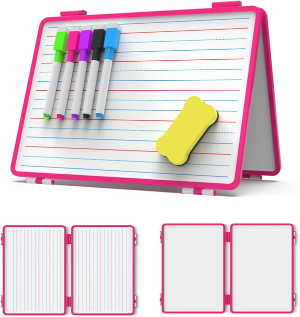 Magnetic Dry Erase White Board 11.5x17inch, Small Foldable Whiteboard for Kids, School, and Office (Pink)