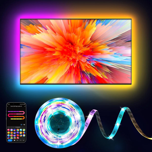 Pak RGB+IC LED Strip Lights for Bedroom & TV, 32.8ft Smart Lights with