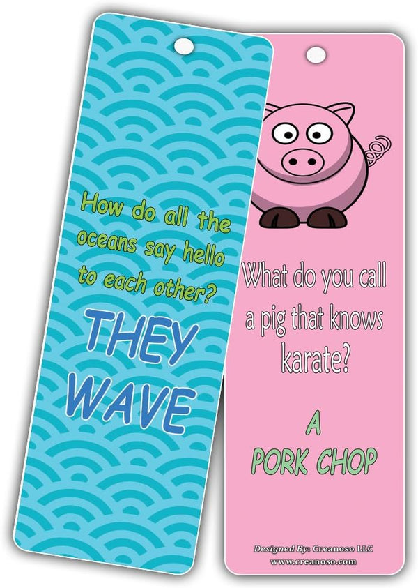 Fun Bookmarks for Kids, 12 Pack Silly Jokes Series 1, Excellent Party Favors and Classroom Reading Rewards