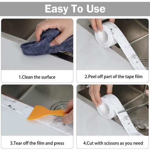 2 Packs Caulk Tape, Waterproof Self Adhesive, Bathtub Caulk Strip Sealant Tape for Kitchen Countertop, Sink, Bathroom,