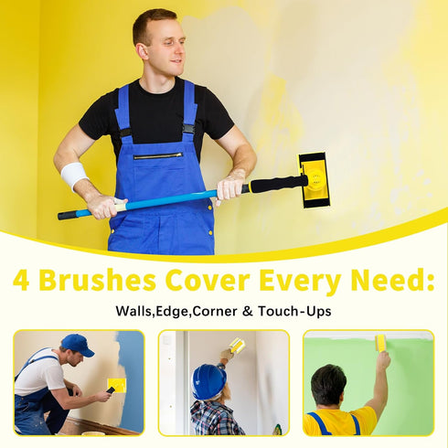 14 4 (7"+4"+1"+V-Corner) 9 360 7" Set Pcs Walls Paint Edger Tool Professional Paint Edger Kit Shape Trim Pads