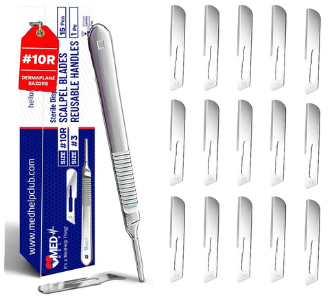 #10R Dermaplaning Blades with Handle Pack of 15 Dermaplane Razors for Womens