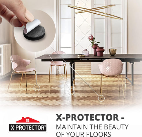 X-PROTECTOR Felt Furniture Pads, 8 PCS Heavy Duty Black 6” x 4 3/8” Sheets, Cut to Size Floor Protectors