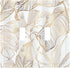 2 White Gold Tropical Palm Leaves Banana Leaf Double Toggle Light Switch Cover Decorative Gang Wall Plate Electrical