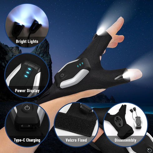 BIIB Fathers Day Mens Gifts for Husband Dad Rechargeable Flashlight Gloves, Birthday Gifts for Men Dad Grandpa, Fathers