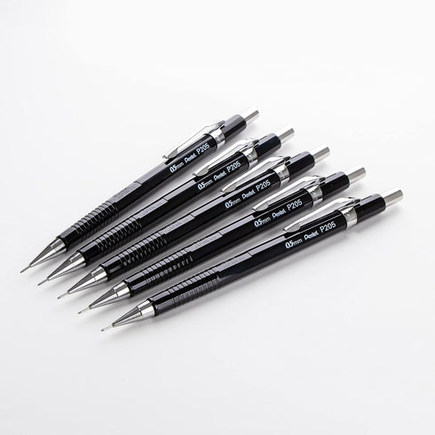 Pentel Sharp Mechanical Pencil, Pack of 5 Black Mechanical Pencils 0.5 mm