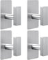 (4-Pack) Adhesive Towel Hooks, Square Stainless Steel Wall Hooks for Bathroom, Kitchen, Hanging Hats, Coats