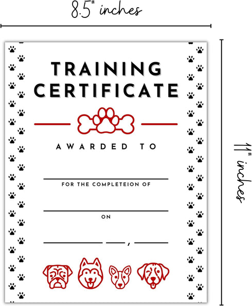 Pet Training Certificate of Completion | 50 pk 8.5 11” for Dog Trainers Agility Breeders Award for Service Animal Graduation by Lashicorn