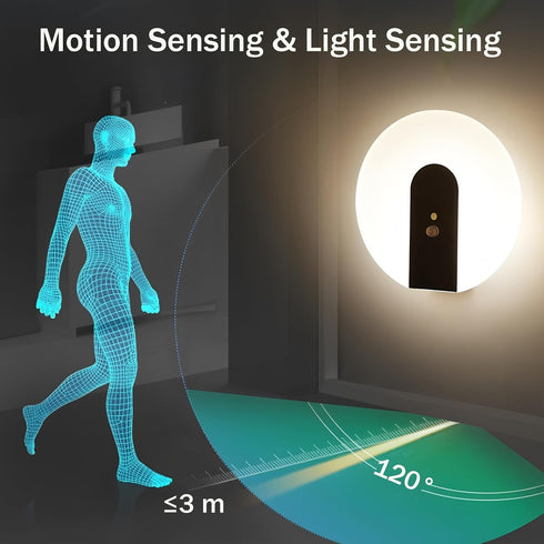 Gusweet 2000mAh Battery Operated Motion Sensor Night Lights, Rechargeable Wall Sconces Stick-on Wall Lights Wireless